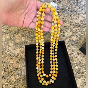 Beand New! Double Yellow Beaded Marble Necklace!